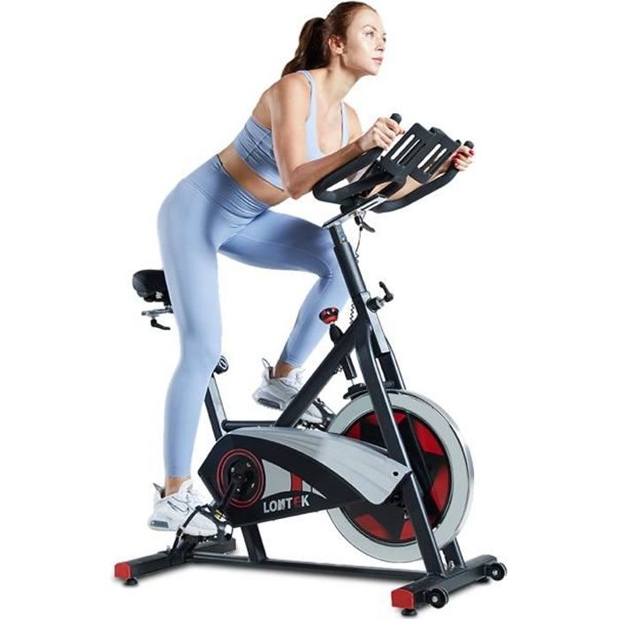 LONTEK Vélo d’appartement Professionnel- Vélo d’Exercice Intérieur-Résistance Magnétique-Volant d'inertie 16 KG, Porte-Gobelet, X7