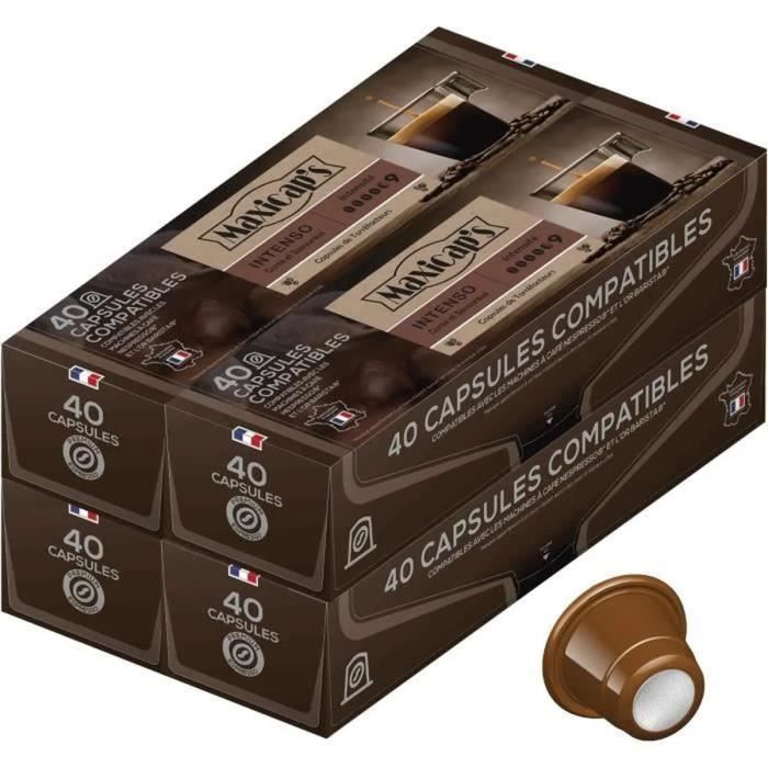 Maxi-Caps 160 (4x40) Capsules de café INTENSO - Compatible avec Machine à Café Nespresso® et L'Or Barista®- Intensité 9