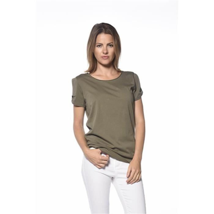 DEELUXE T-Shirt Trust Manches Courtes Dévoré Kaki Femme