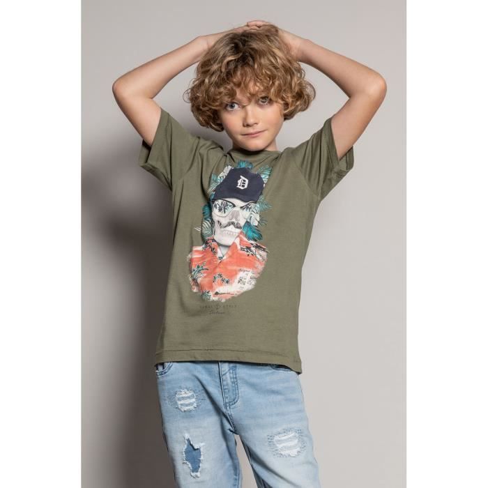DEELUXE T-shirt photo tête de mort DOBY Lichen
