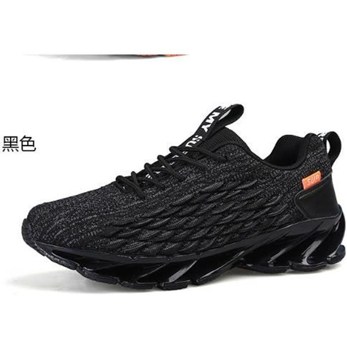 Chaussures de course pour hommes, baskets en maille respirante-noir