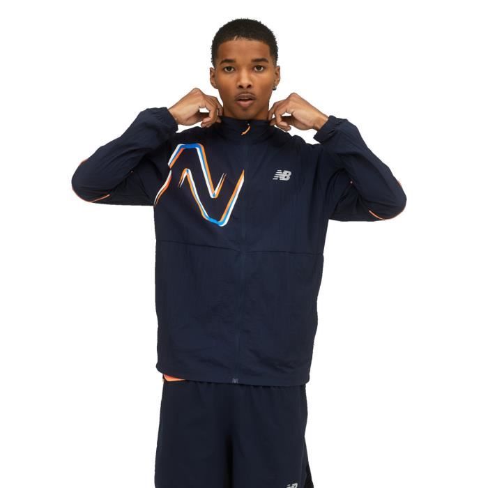 Veste imperméable pliable graphique New Balance Impact Run - eclipse - L