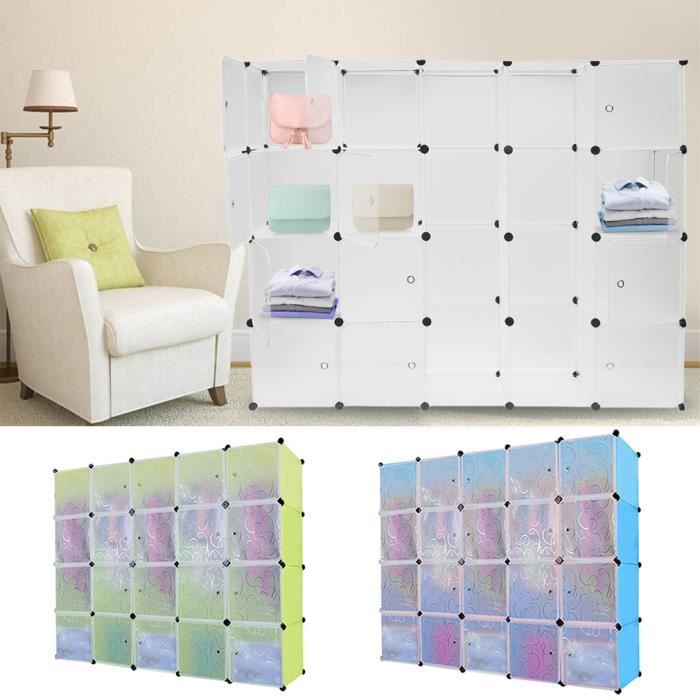 Armoire 20 cubes - rangement en résine (blanc)