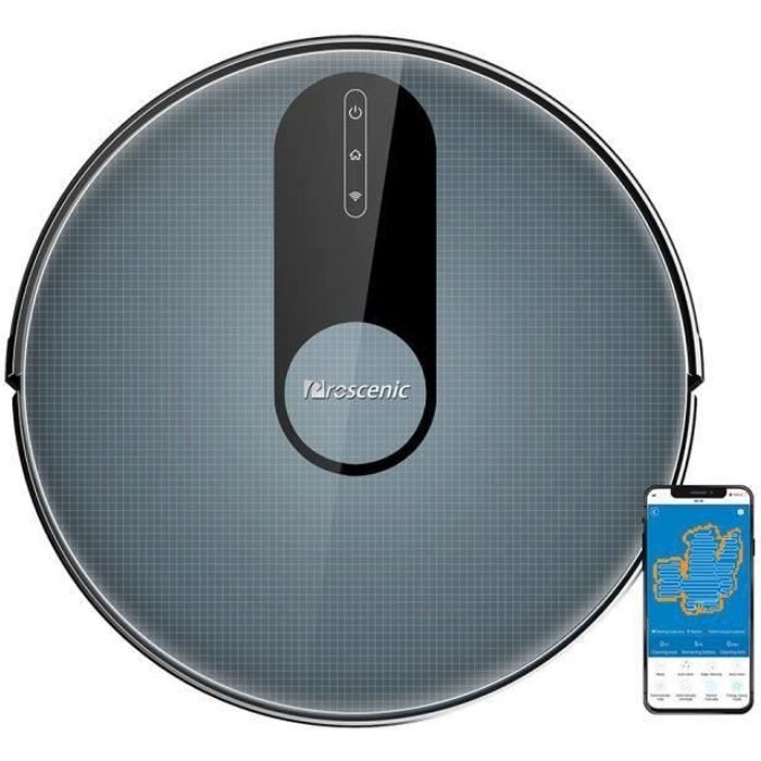 PROSCENIC Aspirateur Robot 820P-Nettoyeur et Laveur 3 en 1- Connecté Wifi -1800pa-2000mAh Batterie-120min Autonomie-Ultra Fin Bleu