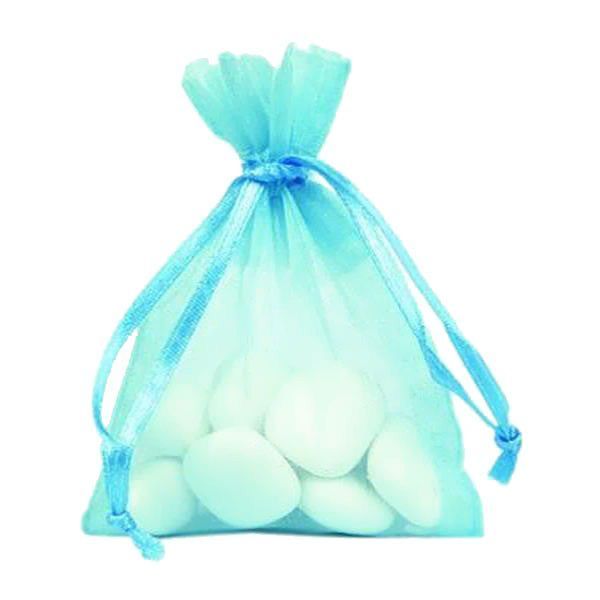 Sac de 10 sachets Organza pour dragées Bleu