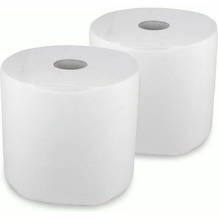 Rouleau d'Essuie Tout Micro Gaufré 2 Plis - Blanc (Vendu par Lot de 2)