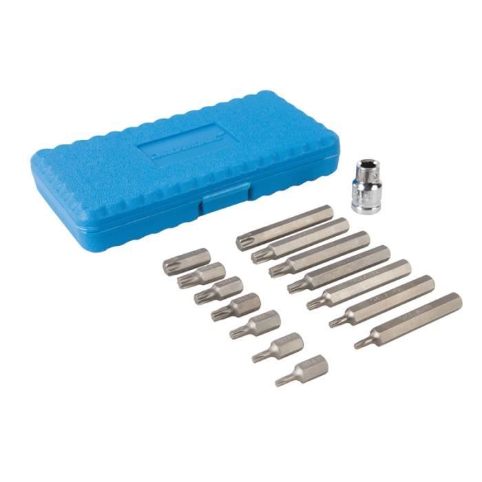 COFFRET 15 EMBOUTS TORX COURTS 30 mm ET LONGS 75 mm DE T20 à T55