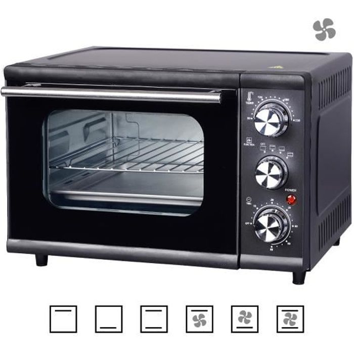 WOLTU Mini four, Four à rôtir, Four compact avec grille et plaque de cuisson, 15 Litres, 1300 w, Noir