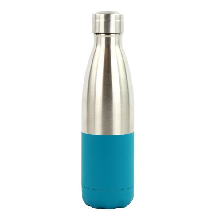 YOKO DESIGN Bouteille isotherme Duo - Bleu canard et inox - 500 ml