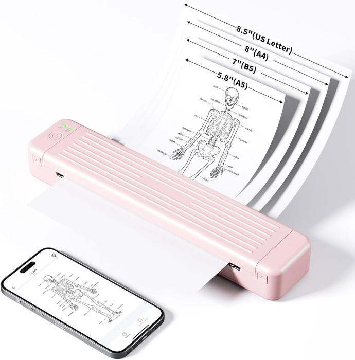 Imprimante Thermique Portable HPRT - Sans Fil (Bluetooth) Et Fil (USB), Sans Encre, Batterie Intégrée - Pour IOS, Android, PC, Papier A4/Letter