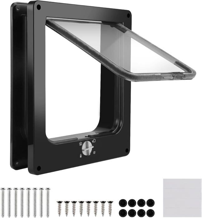 Comparer les prix de Chatière pour Chat Intérieur Noir Magnétique, Porte Chat 22*19*5,5cm, Trappe Chat 4 Voies d'Accès