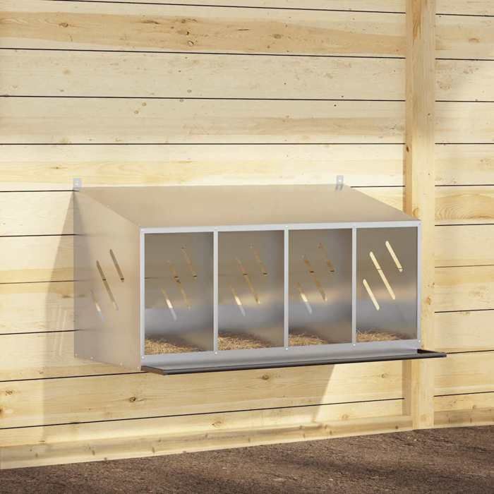 Meilleurs prix pour vidaXL Nichoir de poules avec 4 compartiments Métal argenté galvanisé, nichoir à poules pondeuses, boîte à œufs pour poules, 864344