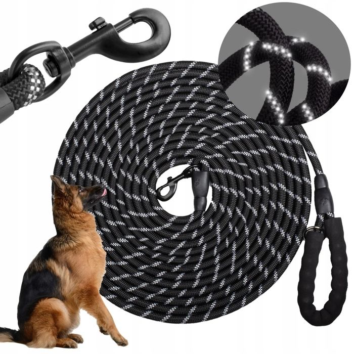 LAISSE DE DRESSAGE POUR CHIEN ÉPAISSE 15 M RÉFLÉCHISSANTE