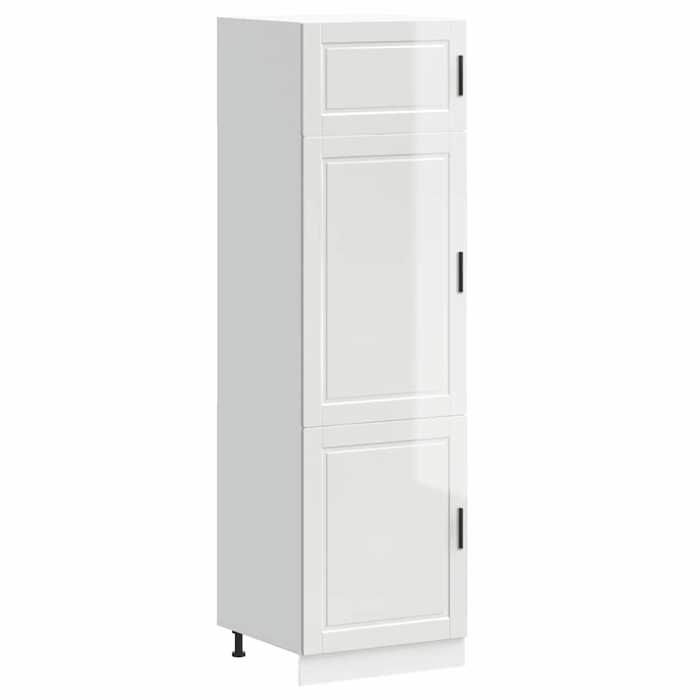 (SOLDE dété)Armoire de cuisine/Colonne de cuisine - Pieds réglable - blanc brillant bois dingénierie Aspect élégant*3555