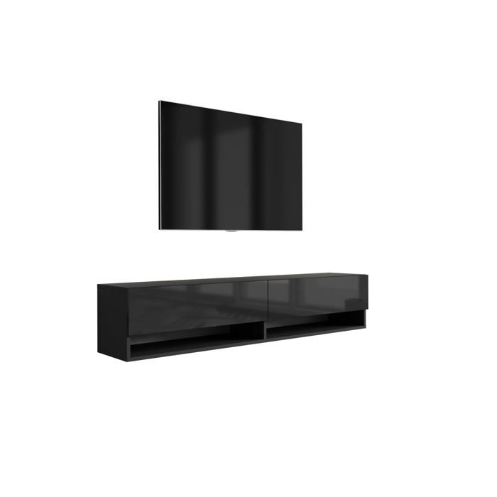 Meuble TV : Noir Mat / Noir Brillant 170 × 32 × 34 cm