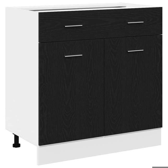 CHEZ JILI* Meuble/Armoire/ELEMENT Pour Cuisine - RUIGOU - Meuble avec tiroir en chêne noir 80x46x815 cm en - Bois dingénieri