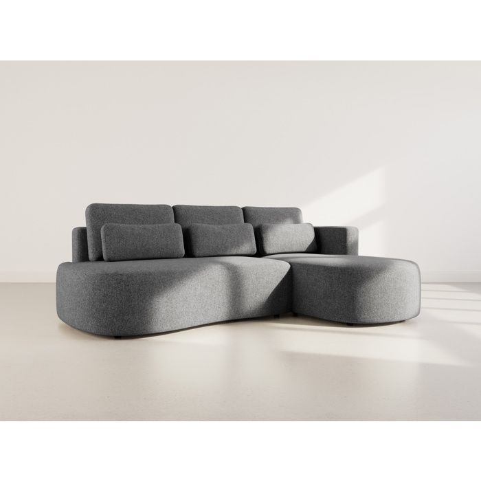 Mahina - canapé dangle droit 4 places convertible avec coffre en tissu texturé - Gris Anthracite