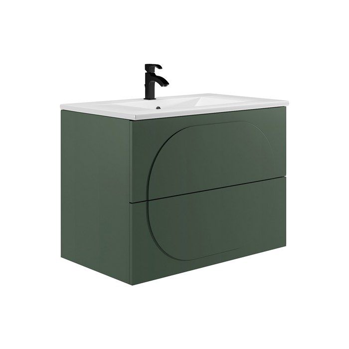 Meuble de salle de bain suspendu avec vasque à encastrer - Vert - 80 cm - VUTOMA