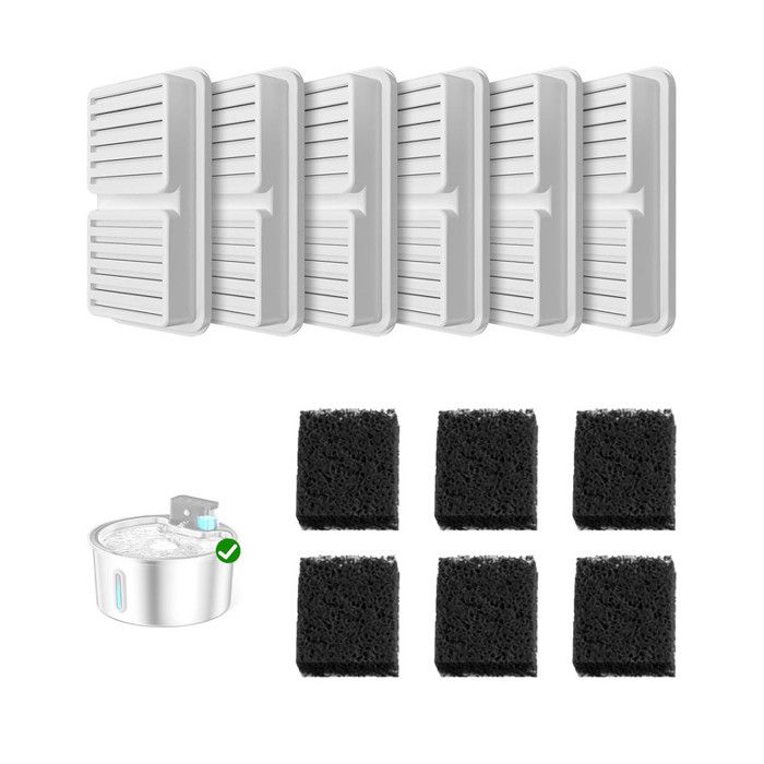 Comparer les prix de Filtres pour Fontaine à Eau - BALIMO - 6 Filtres et 6 Éponge - Charbon Actif - Compatible 32L - Eau Pure