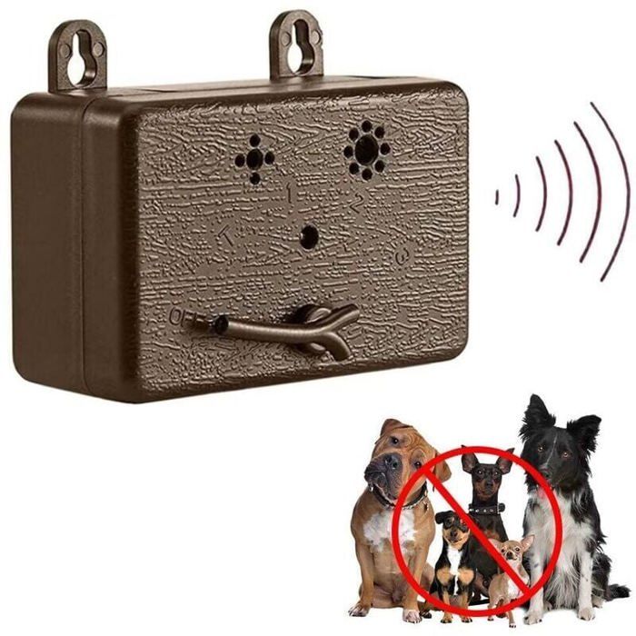 Meilleurs prix pour Répulsif décorce à ultrasons pour chiens portée de 50 pieds bouchon décorce extérieur et intérieur marron