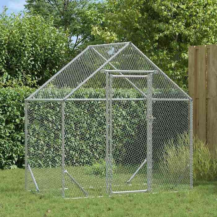 Moderne Enclos Poulailler - Cage à poules Argent 170 x 100 x 177 cm Acier galvanisé@FR(846611）