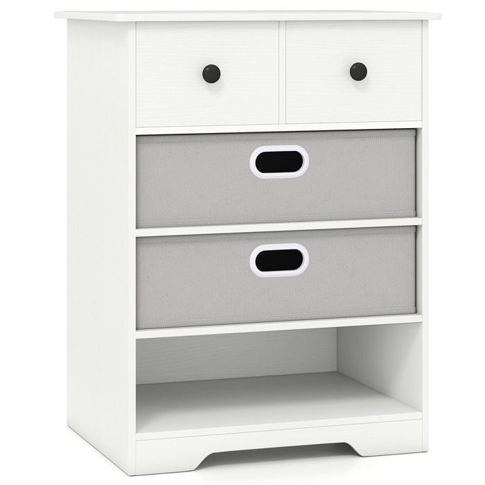GIANTEX Commode à 4 Tiroirs- Compartiment Ouvert- 2 Tiroirs en Tissu Pliables et Amovibles- Chambre Salon Bureau- 58x42x75cm GIANTEX Commode à 4 Tiroirs- Compartiment Ouvert- 2 Tiroirs en Tissu Pliables et Amovibles- Chambre Salon Bureau- 58x42x75cm