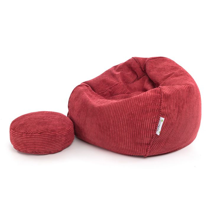 Pouf en velours côtelé fauteuil ergonomique avec repose-pieds siège rembourré confortable base large intérieur salon Sz94 M