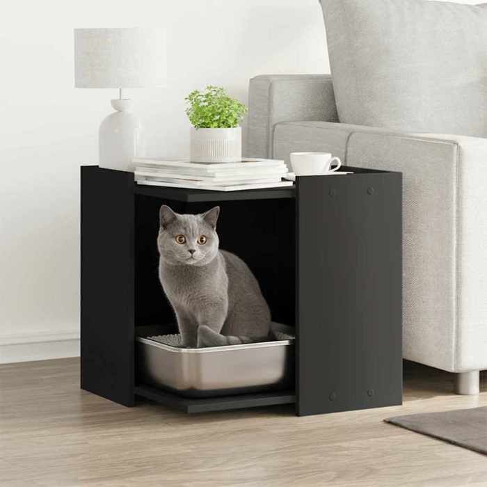 Meuble de bac à litière pour chat - vidaXL - Noir - Bois dingénierie - 53x53x51 cm - Multifonctionnel Meuble de bac à litière pour chat - vidaXL - Noir - Bois dingénierie - 53x53x51 cm - Multifonctionnel