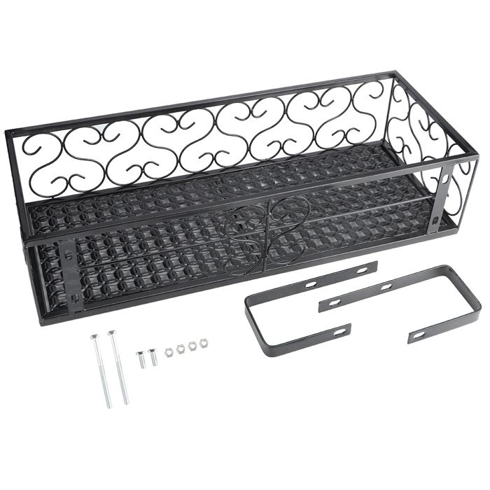 Porte-plantes Suspendu en Fer Forgé pour Balcon - Support pour Pots Étagère de Balustrade Décorative - 70cm