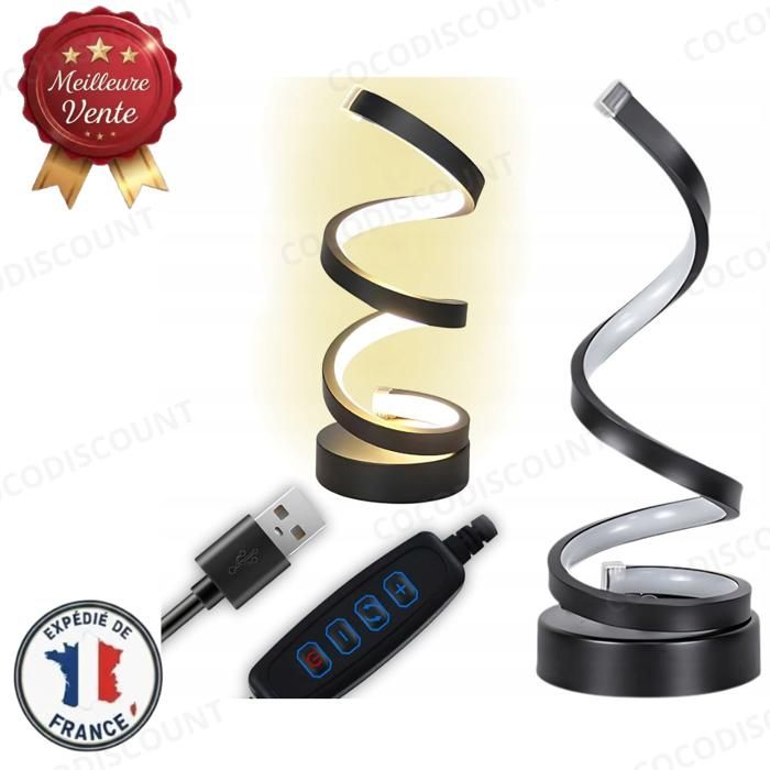 Cobye-Lampe de bureau LED spirale – 3 couleurs de lumière intensité réglable alimentation USB