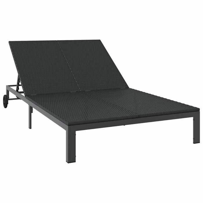 Transat/Lit-canapé dextérieur - CLARENCE® - Bain de Soleil simple - 1-personne Noir 206 x 62.5 x 74cm polyrotin 93654