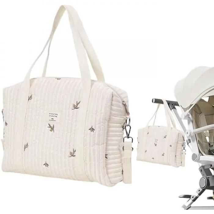 Sacs À Langer Portables pour Bébé Brodé Sac À Langer Fourre-Tout Grande Capacité Coton Sac Bandoulière à Langer Sac De Maternité