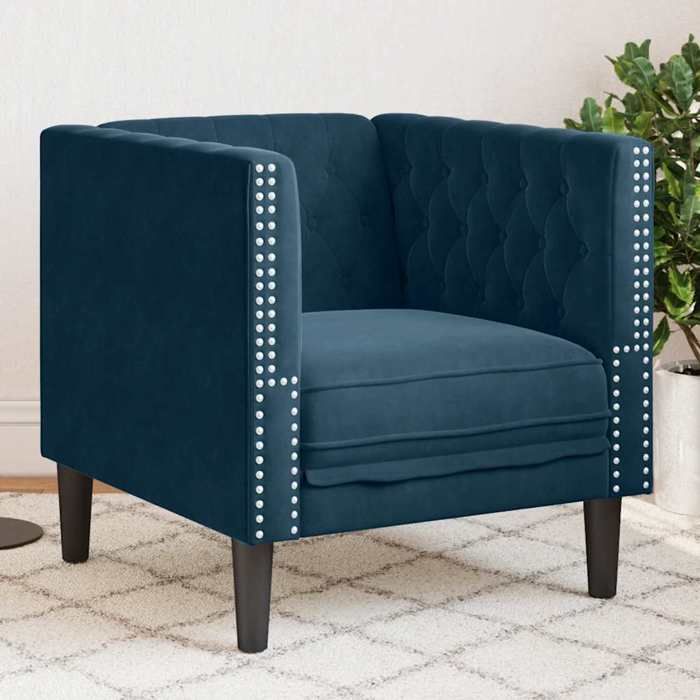 Promo étéChaise de canapé - SWEETY - [1 pc] - pour loisirs - Chesterfield bleu velours 5457