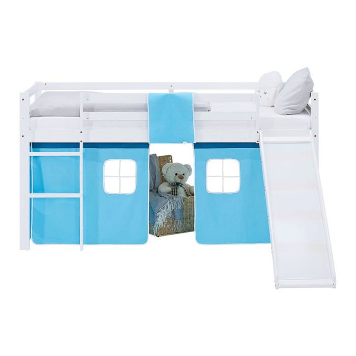 Lit mezzanine - HOMESTYLE4U - 2998 - 90x200 cm - Toboggan intégré - Matelas et sommier inclus