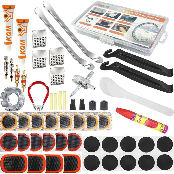 Kit Reparation Velo57 pcs Kit Réparation Pneus VéloKit de Crevaison VéloKit réparation pour Chambre à air avec 30 Rustines