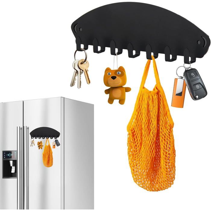 porte-clés magnétique à crochets - 185 × 55 cm - Porte-clés magnétique avec 7 crochets pour fixation murale - Convient pour réfrig