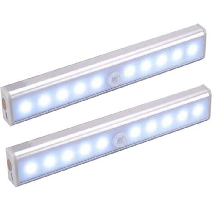 Lampe LED sans fil rechargeable avec détecteur de mouvement et aimant – Lot de 2 pour armoires