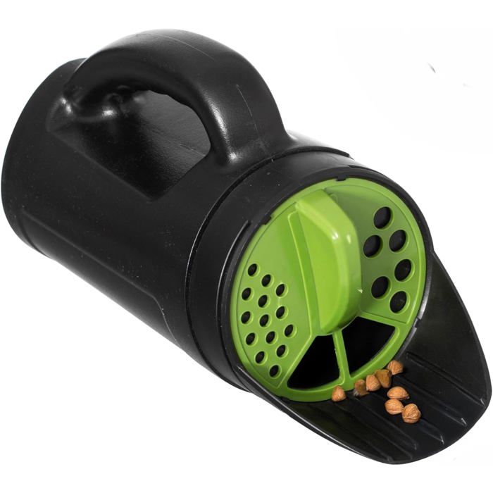 Semoir portatif — Un outil multifonctionnel pour la pelouse et le jardin doté dun épandeur réglable et dun semoir pour légumes.
