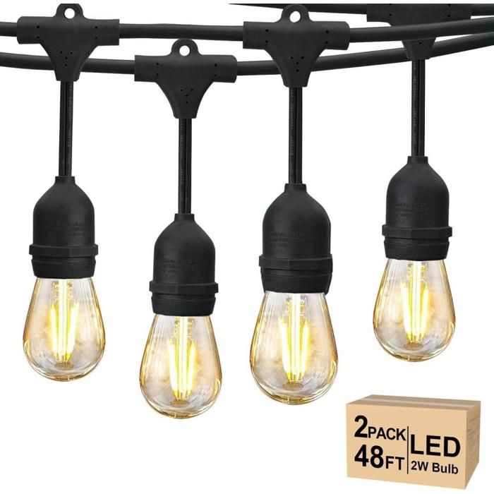 Svater Guirlande Lumineuse Extérieure 30M S14 Guirlande Guinguette LED avec 30 2W E27 Plastiques Ampoule IP65 Étanche Guirlande