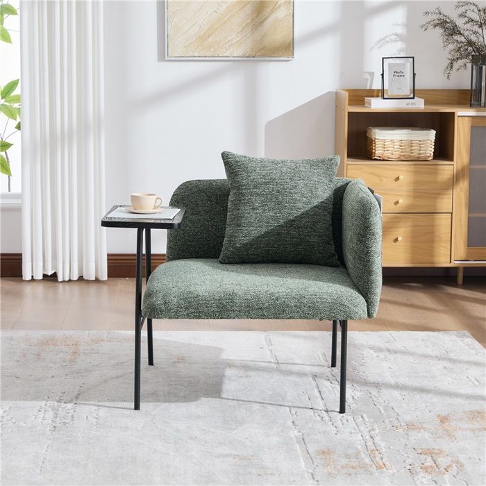 Fauteuil design contemporain avec dossier rembourré et 2 tiroirs + table dappoint compacte en acier robuste Fauteuil design contemporain avec dossier rembourré et 2 tiroirs + table dappoint compacte en acier robuste