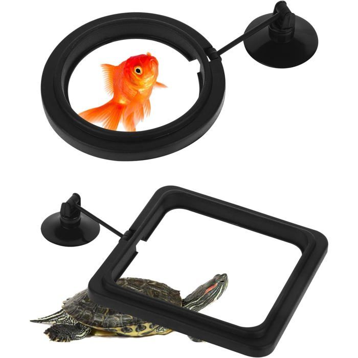 Lot De 2 Anneaux DAlimentation Pour Aquarium - Noir - Avec Ventouse - Empêche LEau De Turbulence