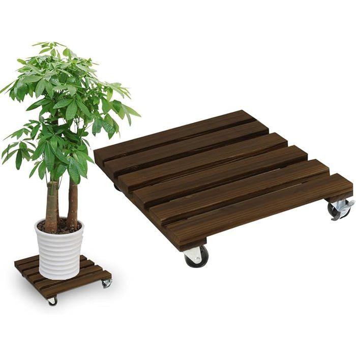 Rouleau pour Plantes Carré 40x40cm Porte Plante a Roulettes 1 ArticleSupport Plante Roulette Capacité 100KGExtérieur Intérieur