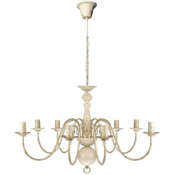 Lustre en antique 8 ampoules - E14 - Intérieur - Salon - Métal - Blanc - 80x45 cm - 93 5 cm - 14 ampoules