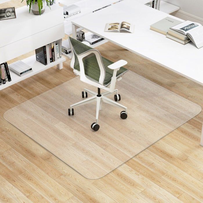 Tapis de sol en PVC transparent 180 x 160 cm avec dos antidérapant et surface imperméable pour bureau parquet et chaise à roulettes