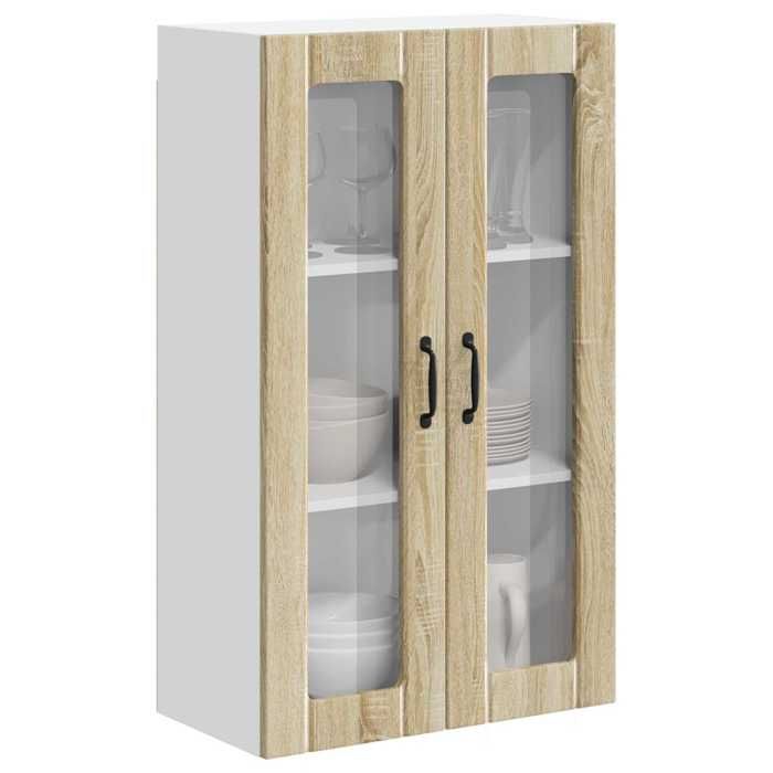 Meuble haut de cuisine - Brun - Cabinet en verre - mural LUCCA - Chêne Sonoma - 60 x 31 x 100 cm(8955)
