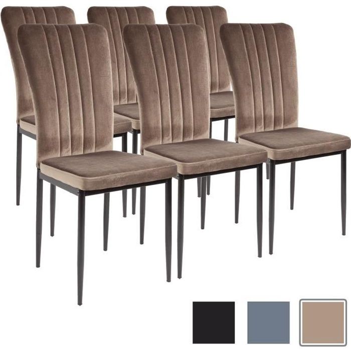 chaises de salle à manger modena - albatros - lot de 6 - marron - testées sgs