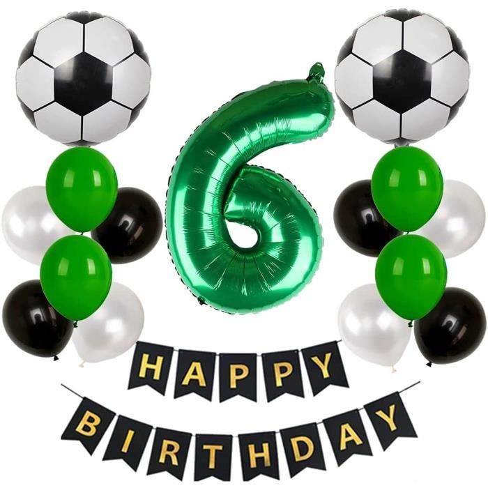 Décoration de 6e anniversaire - Ballon de football - 6 ans - Vert