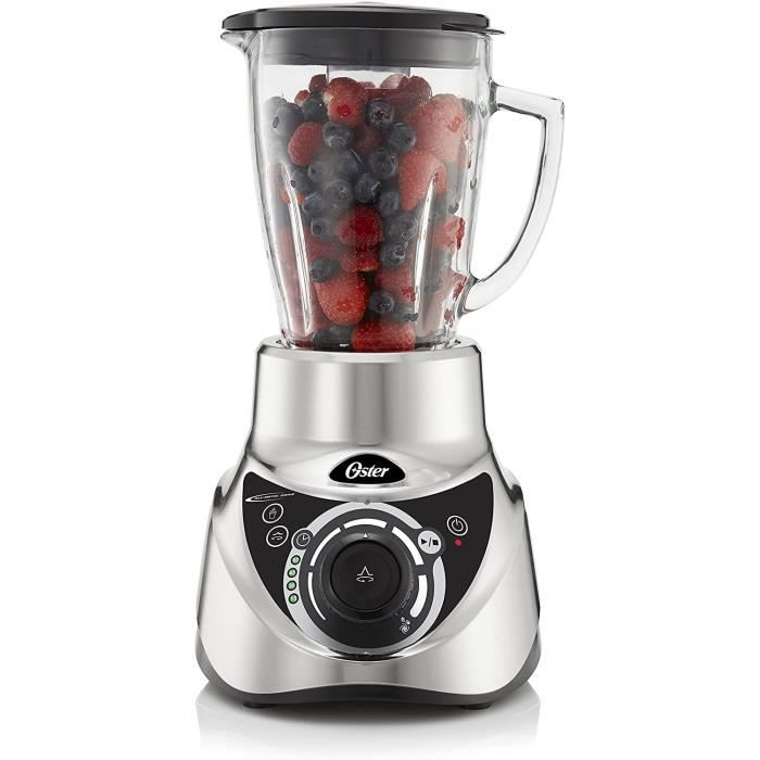 Blender Chauffant Oster Aliado Mixeur 900W 3 Vitesses Fonctions Programmées Lame 6 Embouts Acier Inoxydable Verre Borosilicate De 1.5L Avec Doseur, All Metal Drive, Moteur Réversible Blender Ninja