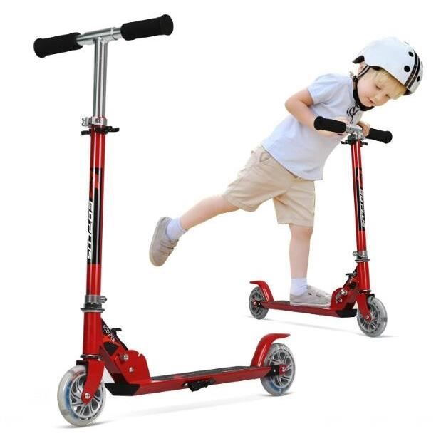 Trottinette Pliable GYMAX Pour Enfants 4-10 Ans - Hauteur Réglable, Roues Lumineuses, Max 70kg