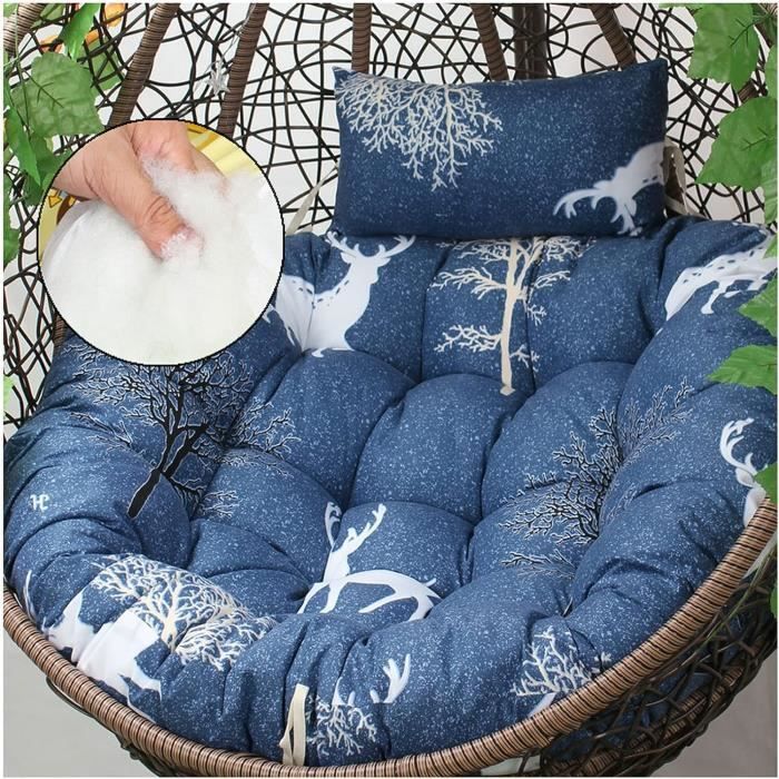 Coussins de chaise ronds épais avec sangles de fixation pour intérieur (80 x 80 cm